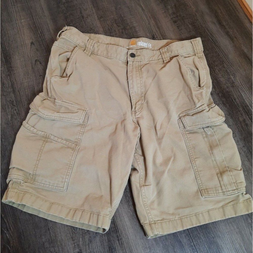 Carhartt Relaxed Fit Cargo Shorts  Men's 36  Work Wear Outdoor  Brown actual 34